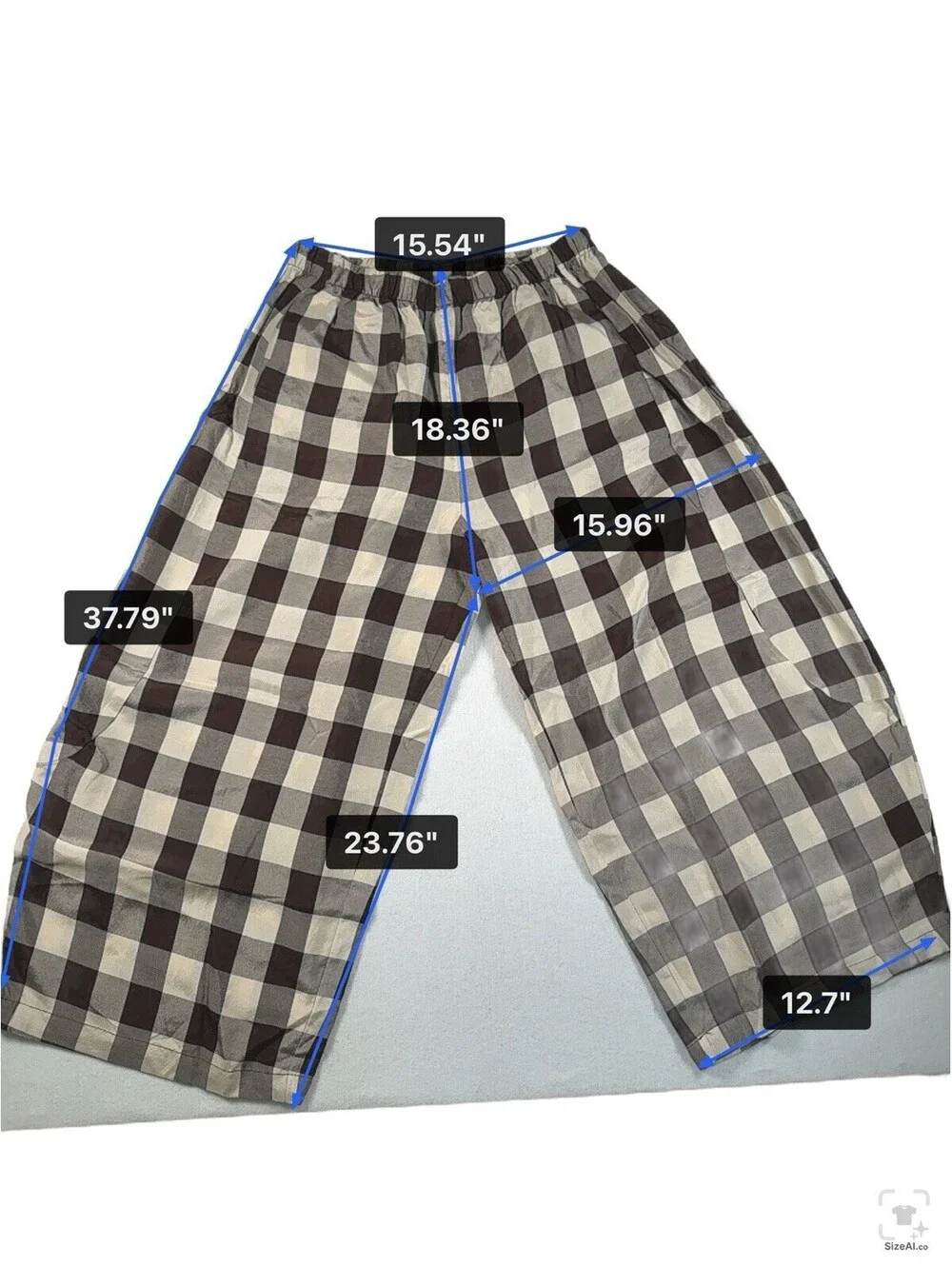 ZW Collection Gingham / Plaid Brown Flowy Pants from Zara Size XL New With Tags